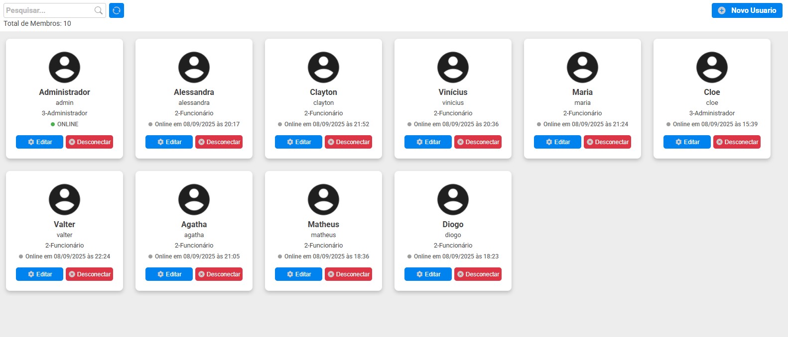 Controle de Usuários